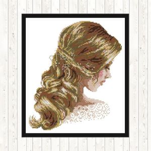 Kruissteek Borduren Kit Count Dmc Draad Mooi Haar Patronen 14CT Diy Gedrukt Canvas Aida Stof Kruissteek Handwerken