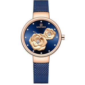 Naviforce Horloges Vrouwen Top Brand Luxe Steel Mesh Dames Quartz Horloge Mooie Bloem Charmant Meisje Klok Relogio Feminino