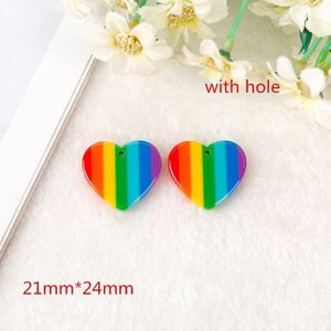 10Pcs Diy Oorbel Charmes Plaksteen Hars Regenboog Hart En Ster Voor Ketting Sleutelhanger Hanger Diy Maken Accessoires