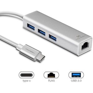 Usb 3.0 Hub Type C Naar Ethernet Netwerk Adapter 1000 Mbps RJ45 Usb-C Met 3 Usb 3.0 Poorten usb Splitter Voor Macbook Pro