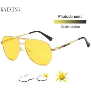 Kaixing Brand Classic Heren Zonnebril Vrouwen Pilot UV400 Geel Lens Nachtzicht Spiegel Gepolariseerde Zonnebril Voor Driving K178