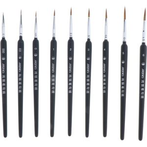 9Pcs Kwast Set Professionele Extra Fijne Detail Art Olieverf Penselen