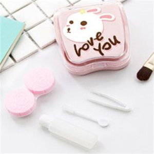 Vrouwen Meisjes Contact Lens Gevallen + Spiegel Contactlens Doos Kit Care Oplossing Fles Pincet Dragen Stick Container Case