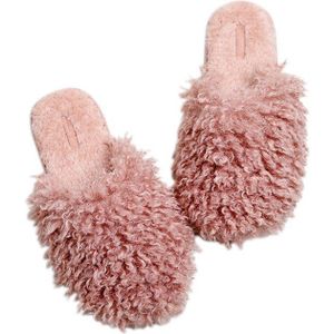 Winter Chic Huis Vrouwen Krullend Bont Slippers Slip Op Fuzzy Memory Foam Thuis Slides Indoor Warm Pluche Slaapkamer Dames Schoenen