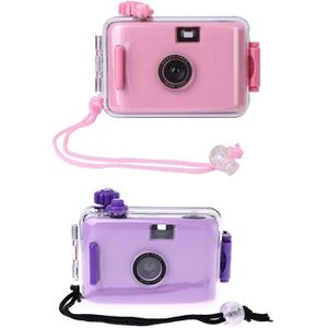 2x Kids Film Camera Vintage Film Camera Waterdicht En Schokbestendig Met Behuizing Case (Roze & Paars)