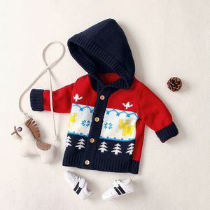 0-18M Kerst Baby Trui Pasgeboren Kid Jongen Meisje Gebreide Vest Trui Lange Mouwen Hooded Winter Warm Top xmas Leuke Outfit