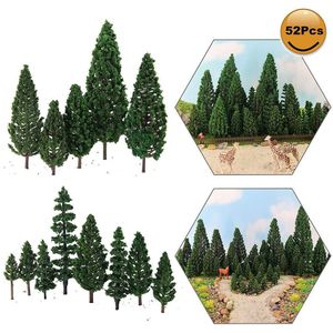 52Pcs Model Pine Bomen Groene Dennen Plastic Voor Bos O Ho Tt N Schaal Modelspoor Layout Miniatuur Landschap s0901