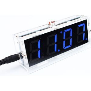 4-Digit Diy Digitale Led Klok Kit Licht Controle Temperatuur Datum Tijd Display Met Transparante Case Timer Diy Kit