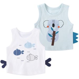 Pureborn 2 Pack Peuter Baby Vest Grafische Cartoon Baby Mouwloze Tops Shirts Ademend Katoen Zomer Baby Kleding