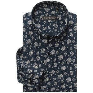 Mannen Bloemen Gedrukt Lange Mouwen Katoenen Shirts Comfortabele Standaard-Fit Button-Down Dunne Casual Blouse Tops shirt