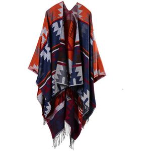 vrouwen Reizen Sjaal Vest Poncho Cape Deken Mantel Wrap Shawl Coat Indian dik imitatie kasjmier Kwastje Sjaal