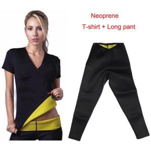 YSUKQA Vrouwen Neopreen Shirt Strakke fitness Zweet Afslanken Vest Body Shaper Shirt Broek Een Set