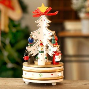 [Hht] Kerstcadeau Houten Carrousel Muziekdoos Ornamenten Kerstboom Scène Decoratie Desktop Boekenplank Home Decor