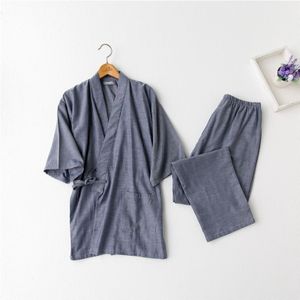 Japanse kimono pakken voor mannen katoen korte mouw pyjama sets Traditionele Yukata Mannen Lounge Badjas Nachtkleding 121401
