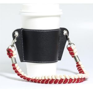 Cup Leather Holder Cup Mouwen Geïsoleerde Beker Cover Water Fles Houder Carrier Cup Accessoires Met Handheld Lanyard