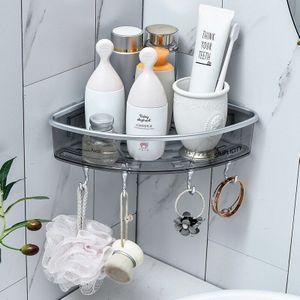 Gesew Multifunctionele Opslag Plank Voor Badkamer Thuis Wc Shampoo Handdoek Rek Met Haken Hoekplank Organizer Badkamer Accessoires