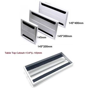 Rechthoek Aluminium Tafel Tv Kast Desk Top Draad Kabel Gat Haren Dubbele Flap Cover Grommet Side By Side