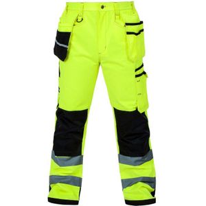 Bauskydd Mannen Werken Broek Reflecterende Hoge Zichtbaarheid Multi-Zakken Werk Broek Met Kniebeschermers Werkkleding Veiligheid Cargo Broek