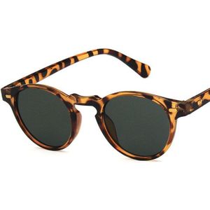 [El Malus]Retro Kleine Ovale Frame Zonnebril Womens Dark Green Lens Spiegel Vintage Leopard Shades zonnebril
