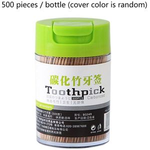 500 Stuks Wegwerp Verkoolde Bamboe Houten Tandenstokers Ultra-Dunne Dubbele Hoofd Stok Met Dispenser Thuis Servies Decor