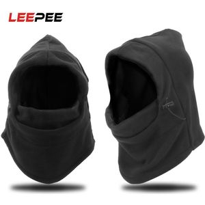 Leepee Verstelbare Black Warm Fleece Winter Maskers Ski Gezicht Cs Mask Hat Protected Ear Mutsen Ski Skull Snowboard Cap Gezicht masker