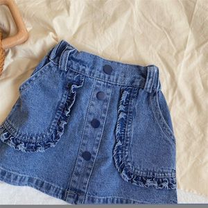 2022 Spring Summer Girls&#39; Lace Denim Skirt Children&#39;s Korean Cotton Clothes