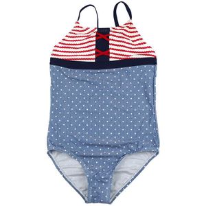 Meisjes Mooie Dot Badpak Denim Blauw Een Stuk Zwemmen Pak Meisje Badmode Badmode Kinderen Badpak Driehoek Bikini