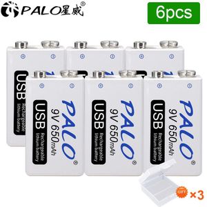 Palo 9V Oplaadbare Batterij 650Mah 6F22 Micro Usb 9V Li-Ion Lithium Batterijen Voor Multimeter Microfoon Speelgoed Afstandsbediening controle Ktv