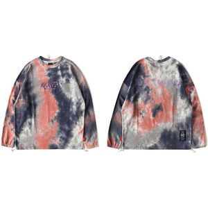 LENSTID Mannen Hip Hop Tie Dye Brief Borduurwerk Harajuku Trui Hoodies Herfst Loose Fit Stijl Streetwear Casual Sweatshirt