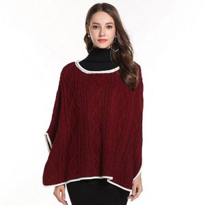 Vrouwen Herfst Wiinter Mantel Truien Losse Half Mouw Poncho Cape Gebreide Hollow Out Truien Vrouwelijke Elegante Effen Warme Jas