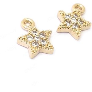 (39101)10Pcs 24K Goud Kleur Messing En Zirkoon Star Charms Hangers Sieraden Maken Benodigdheden Diy Bevindingen Accessoires