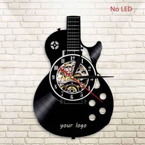 Vinyl Record Led Wandklok Modern Muziek Thema Gitaar Klok Muur Horloge Home Decor Muziekinstrumenten Voor Muziek liefde