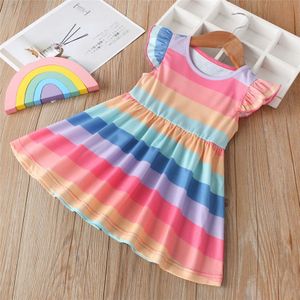 Baby Jurk Meisjes Kleding Zomer Kinderen Katoen Regenboog Strepen A-lijn Jurk Kinderen Kleding Prinses Tutu Jurken 0-3T