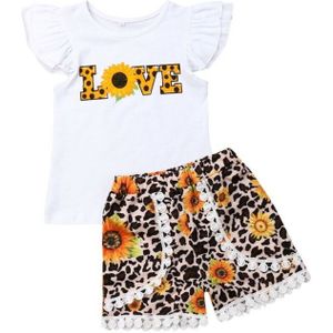 2 Pcs Peuter Kids Baby Girl Leopard Kleding T-shirt Tops & Shorts Broek Zomer Outfit