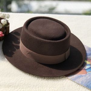 Koreaanse Versie Ring-Vormige Flat Top Wolvilt Grote Rand Top Hoed Vrouwen Lente Herfst Winter Mode Wollen top Hat