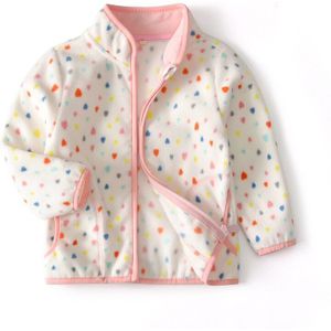 Menoea Meisjes Herfst Bovenkleding Winter Meisjes Dots Print Cartoon Tops Kinderen Polar Fleece Rits Kleding Kinderen Jassen Voor Meisjes 2-8 Y