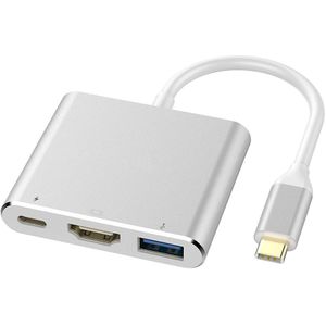 3 In 1 Usb 3.1 Hub Converter Installa Verwijder Handig Eenvoudige Aluminiumlegering USB3.0 Type-C Pd 4K hdmi Adapter