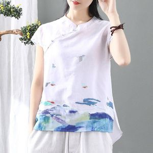 Chinese Stijl Kleding Vrouwen Tops Zomer Tang Pak Qipao Top Vintage Blouse Aziatische Kleding Dames Chinese Tops 10001