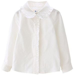 Studenten Witte Shirts Voor Meisjes School Uniformen Katoen Turn-Down Kraag Blouses Meisjes Katoenen Blouses Herfst Tiener Kids Kleding