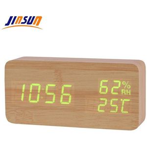 Jinsun Moderne Led Wekker Despertador Temperatuur Vochtigheid Elektronische Nachtkastje Digitale Tafel Klokken
