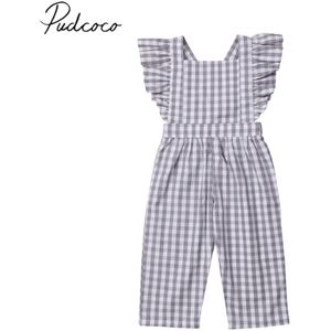 Brand Baby Kids Baby Meisjes Zomer Romper Ruches Mouwloze Gestreepte Backless Elastische Taille Jumpsuits Overall Playsuit