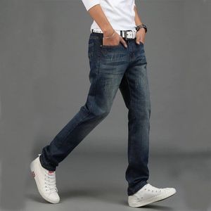 Vintage Blauw En Najaar Mode En Comfortabele Mid-Taille Hoge Mannen Business Casual rechte Broek