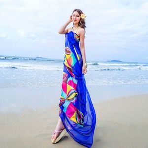 140x190 cm vrouwen Pareo Sjaal Vrouwen Strand Sarongs Beach Cover Up Zomer Chiffon Sjaals Geometrische Plus size Handdoek Jurk