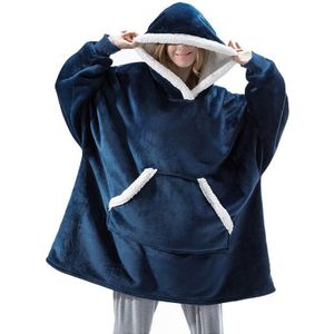 Fleece Deken Dikke Warme Pyjama Winter Hooded Sweatshirt Tops Badjas Liefhebbers Paar Familie Homewear Outfits