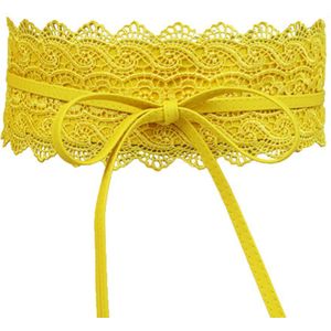 Taille Cincher Vrouwen Jurk Strik Taille Band Faux Lederen Kant Brede Decor Riem Gordel Taille Band Bandage Rood Wit zwart