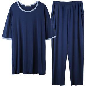 Modal Heren Pyjama Set Korte Mouw Lange Broek Nachtkleding Casual O-hals Losse Trui Pyjama Mannen