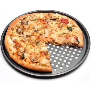 Carbon Staal Anti-aanbak Pizza Bakken Pan Tray 32Cm Pizza Plaat Gerechten Houder Bakvormen Thuis Keuken Bakken Tools Accessoires