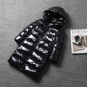 Meisjes Winter Donsjack Kinderen Hooded Warme Lange Bovenkleding Gloss Black Voor Tiener Meisje 85-155 Cm parka Jas TX328