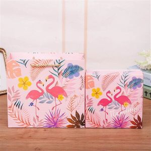 Flamingo Party Box Wedding Hand Box Favor Candy Bag Roze Souvenir Papieren Zakken Pack