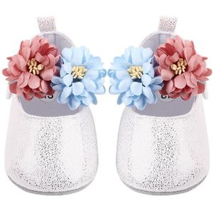 Baby Meisjes Bloem Schoenen Zachte Zool Schoenen Katoen Synthetisch Pu Prewalkers Peuter Schoenen Voor Baby Meisjes Zilver zwart Gouden